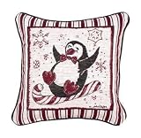 Review Simply Home  / Snow Penguins Holiday Tapestry Toss Pillow (Snowflake)