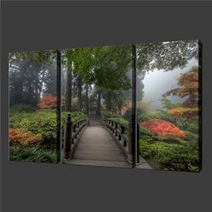 3 Panel Japanese Garden Set Of Three Quality Canvas Print Picture Wall