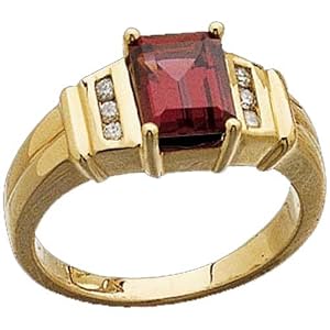 14Kt Yellow Gold Rhodolite Sizzling Garnet and Icy Diamond Ring