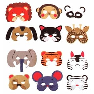 12 Assorted Foam Animal Masks for Birthday Party Favors Dress-up Costume 12 Assorted Foam Animal Masks for Birthday Party Favors Dress-up Costume