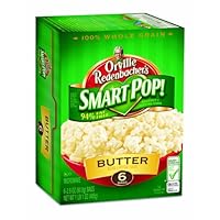 Orville Redenbacher's Gourmet Microwavable Popcorn, Smart Pop, 94% Fat Free, Butter, 6-Count Boxes (Pack of 6)
