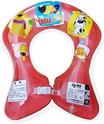 Baby Cartoon Dog Print Inflatable Swim Ring Armpits Float Ring (M, red)
