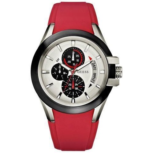 Guess Mens U10575G4 Red White Dial