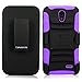 Cellularvilla Lg Lucid 3 VS876 Purple Black Prime Series Hard Soft Dual Layer Holster Case KickStand with Locking Belt Swivel Clip Cover Protector