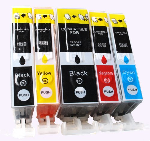 5 kompatible Druckerpatronen mit CHIP und Füllstandsanzeige für Canon Pixma IP4850 IP4950 IX6550 MG5150 MG5250 MG5350 MG6150 MG6250 MG8150 MX885 kompatibel zu PGI-525, CLI-526BK, CLI-526C, CLI-526M, CLI-526Y. Sie erhalten 1 x schwarz (525BK) 1 x schwarz (526BK) 1 x blau (526) 1 x rot (526M) 1 x gelb (526Y)