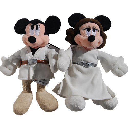 Luke and Leia - Mickey and Minnie Mouse - Star Wars Weekends Walt Disney World 2007 LE Bean Bag Plush