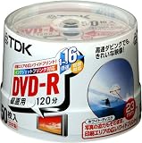 TDK 録画用 16倍速 DVD-R 日本製 4.7GB ホワイトワイドプリンタブル 50枚スピンドル DVD-R120PWDX50PT