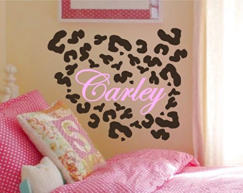 Leopard - Cheetah Animal Print Spots (35 pcs) &amp; Personalized Custom Name (23 inch long) - Vinyl Wall Home Decor Decal, Sticker - Choice of Colors