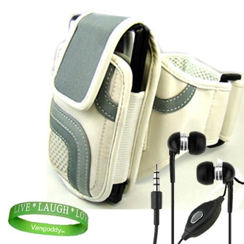 Apple iPod Touch 4th Generation Accessories Kit: White Nylon & Mesh Exercise Neoprene Armband + No- hands iPod Touch 4th Generation Earphones with microphone + VG Live * Laugh * Love Wrist Band!!!