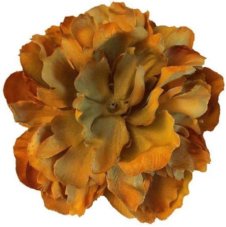 Peony Large Artificial Flower Har Clip/Pin Brooch, Mustard Color