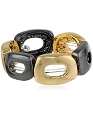 T Tahari "Essentials" Gold and Hematite Stretch Band Adjustable Ring