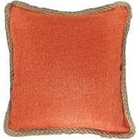 Decorative Hamp Rope Piping Throw Pillow Cover 18' Orange