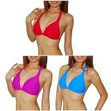 3 PACK: Body Glove Womens Pure Beauty Soft Padded Wireless Bra / Surf & Swim Bikini Top - Quick Dry