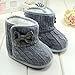 DZT1968 Baby Girl Soft Anti Slip Sole Knit Cotton Bowknot Shoes Snow Boots Socks (6~12 Months, Gray)
