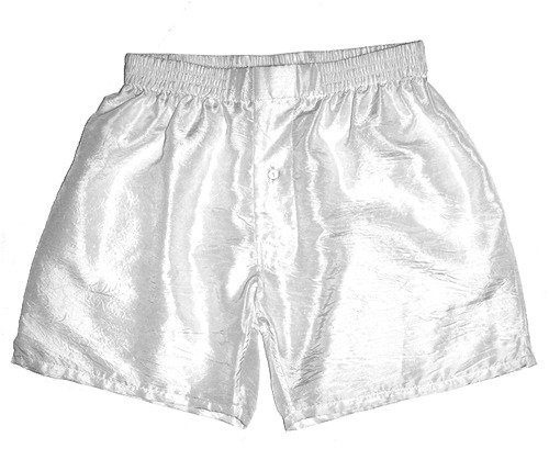 White Crinkle Silk Boxers, by Royal Silk - Large - L