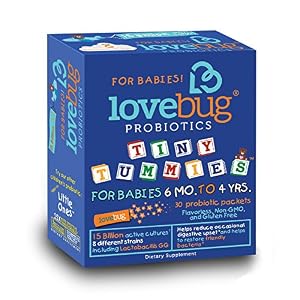 LoveBug Probiotics ♥︎ Tiny Tummies - Probiotic for Babies 6 months to 4 years. 30 Day Supply of 15 Billion CFU Probiotic Powder Packets