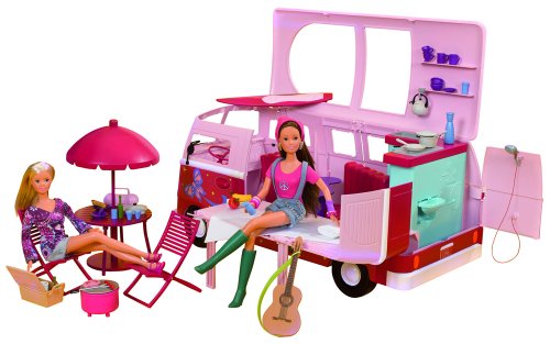 Simba 105739423 - Steffi Love, Flower Power Bus, Auto inklusive Puppe und ganz viel Zubeh&ouml;r