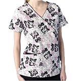Dickies Medical Uniform Round Neck Button Front Jacket, Candied Clouds