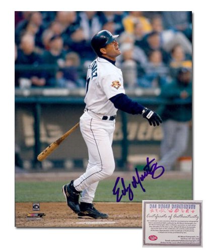 Edgar Martinez Seattle Mariners MLB Hand Signed 16x20 Photograph Home Jersey Watching