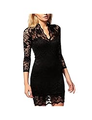 Sexy V-neck Polyester Lace Stretchy Long Sleeves Cocktail Floral Print Bridesmaid Dress/Party Dress/Midi Dress 