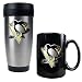 Pittsburgh Penguins NHL Stainless Steel Travel Tumbler & Black Ceramic Mug Set - Primary Logo by Great American Products