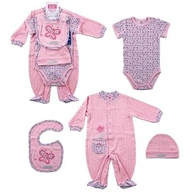 Hudson Baby 4-Piece Butterfly Garden Layette Set