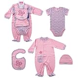 Hudson Baby 4-Piece Butterfly Garden Layette Set - Pink, Newborn