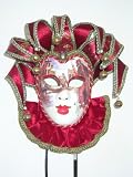 Venetian Masquerade Carnival Wall Mask - Red with Venetian Scene