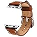 Apple Watch Band,IWatch Band Premium Vintage Crazy Horse Genuine Leather Replacement Watchband with Stainless Metal Clasp for All Apple Watch Sport Edition (38mm Brown)