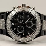 Techno Master Ladies Ceramic Crystal Iced Out Watch 3.0ctw TM2145