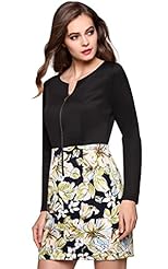 Spring Winter Long Sleeves Polyester Floral Print  Dress