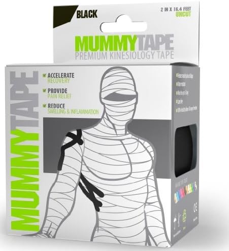 MummyTape | Top Rated Premium Kinesiology Tape | Extra Sticky Waterproof Adhesive | 2 in x 16.4 ft Uncut Roll * Hypoallergenic Latex Free * Rock Solid & the Gold Standard For Athletes & All Therapy Taping Needs * Next Generation Pro Grade Athletic Tape to Treat Shoulder Knee Back Shin Splints Hip Ankle Wrist Neck Hamstring Elbow Calf Injuries & Sprains. Increase Support For CrossFit®, Triathlons & Other Sports. 100% Guaranteed.