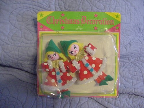 VINTAGE ARTCO CHRISTMAS DECORATIONS FELT ELVES