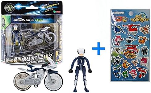 KoreaTV Animation BIKLONZ action bike TEO, Action Figure + Super Wings sticker(2 Piece)