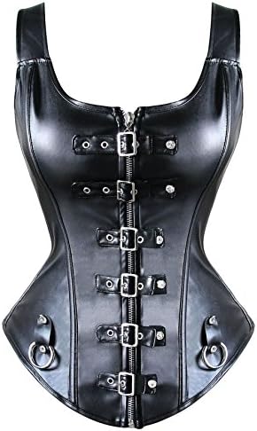 Jewlryfinds Fashion Lady Rock Artificial Leather Shoulder Straps Corset