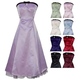 <b>50's Strapless Satin Formal Bridesmaid Prom Dress</b>