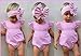 Baby Girls' Pink Striped Cotton Ruffles Romper Summer Bodysuit