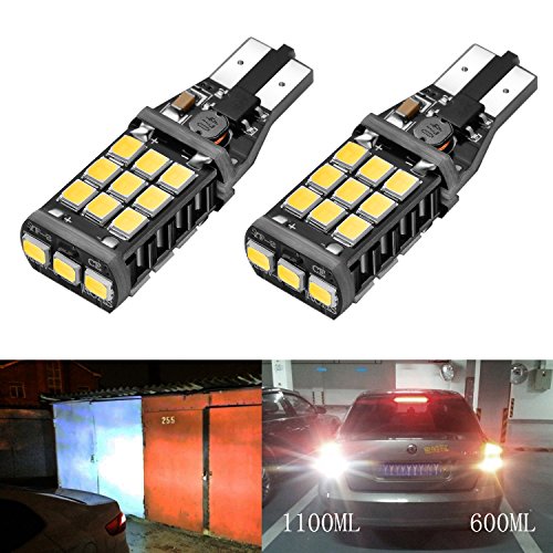 Bogao 1100 lumens Extremely Bright Error Free Canbus 921 912 W16W Chipsets 21 SMD 2838 LED Bulbs For Backup Reverse Lights, Xenon White (Set of 2)