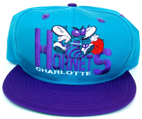 Vintage Charlotte Hornets Adjustable Snap Back Hat Cap - Turquoise / Purple