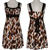 LA BELLE Stretch Retro Diamond-Print Dress, Small, BK/RU, KD9479B-KX87