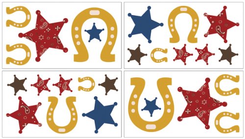Wild West Cowboy Wall Decals - Set of 4 Sheets 