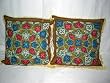 2 Army Green Wool Embroidered Ethnic Designer Pillow Cushion Cover 16"s