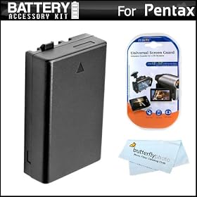 Battery Kit For Pentax K-30, K30, K-r Digital SLR Camera Includes Extended Replacement (1200Mah) D-LI109 Battery + LCD Screen Protectors + MicroFiber Cleaning Cloth