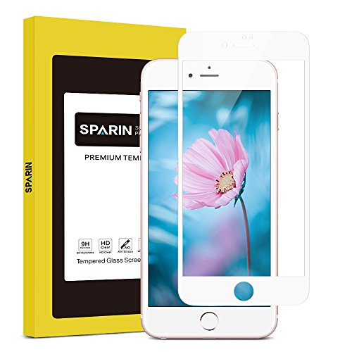 SPARIN iPhone 7 Plus Screen Protector, Tempered Glass [Edge to Edge] Screen Protector for iPhone 7 Plus with [9H Hardness] [Full Coverage] [Ultra Clear] [2.5D Round Edge] [White]