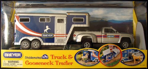 Childrens Toyshop  Toys : Breyer Stablemates Pick-up Truck and Gooseneck Trailer Blue/Silver