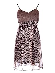 Sheer Animal Print Leopard Print Spaghetti Strap  Dress