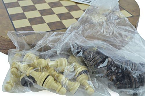 Round Magnetic Chess Set - Inlaid Storage Cabinet - Staunton Chessmen - 2" King