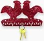 French Country Rooster Key Holder, 5"Hx8"W, RED