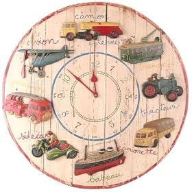 French Old World Vintage Style Boys' Room Transportation Style design clock weathered wood... by SDP