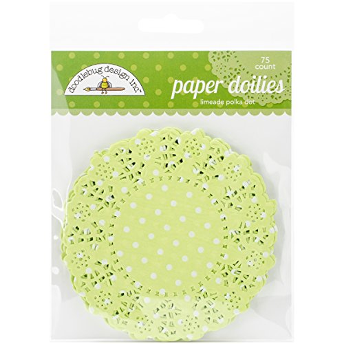 Doodlebug Doilies, 4.5-Inch, Limeade Polka Dot, 75-Pack